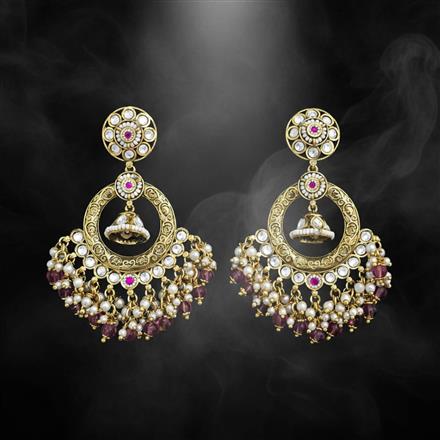 Antique Moti Earring With Matte Gold Plating