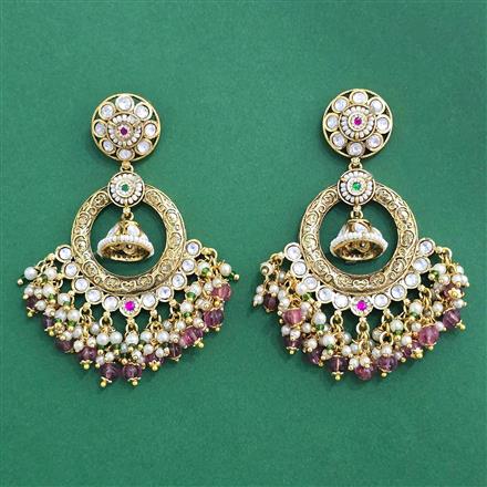 Antique Moti Earring With Matte Gold Plating