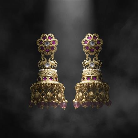 Antique Jhumki With Matte Gold Plating
