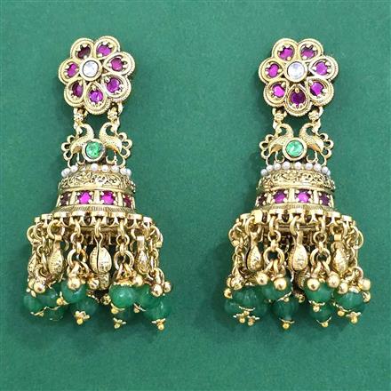Antique Jhumki With Matte Gold Plating