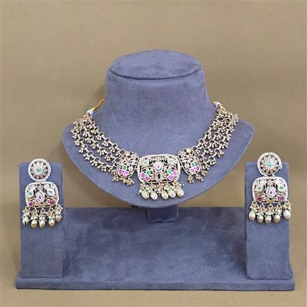 Antique Classic Necklace Set With Matte Gold Plating