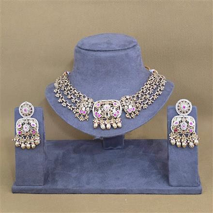 Antique Classic Necklace Set With Matte Gold Plating