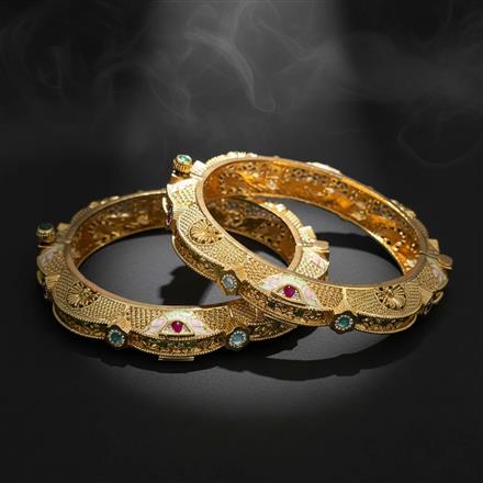 Antique Openable Bangles With Matte Gold Plating