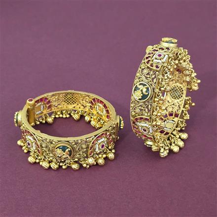 Antique Openable Bangles With Matte Gold Plating