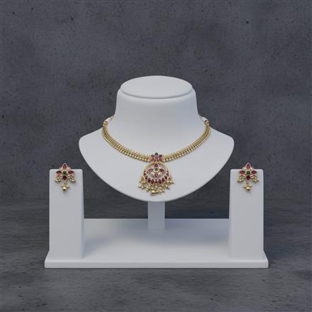 Antique Classic Necklace Set With Matte Gold Plating