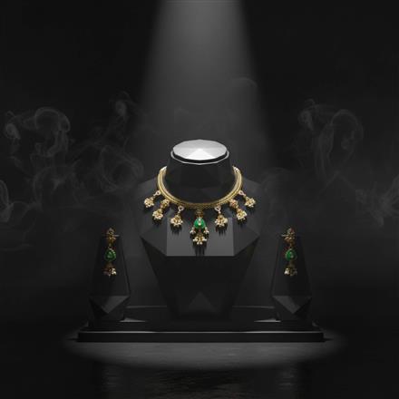 Antique Meenakari Necklace Set With Matte Gold Plating