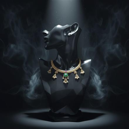 Antique Moti Necklace Set With Matte Gold Plating