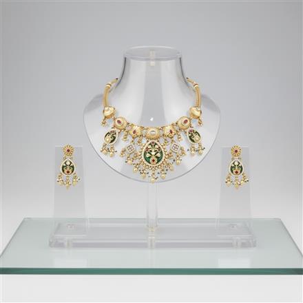 Antique Classic Necklace Set With Matte Gold Plating