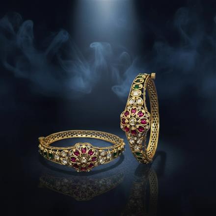 Antique Openable Bangles With Matte Gold Plating