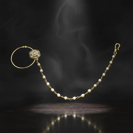 Antique Moti Nose Ring With Gold Plating