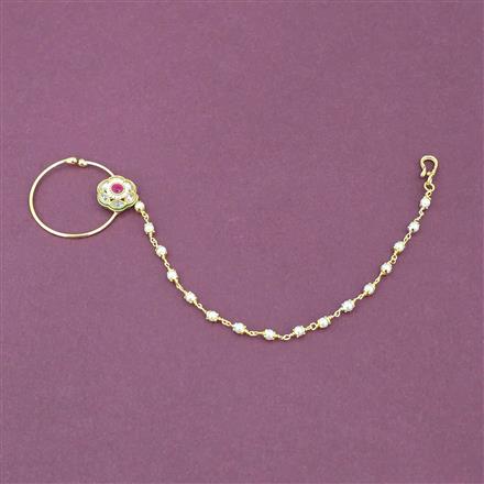 Antique Moti Nose Ring With Gold Plating