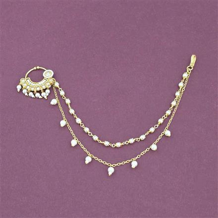 Antique Moti Nose Ring With Gold Plating
