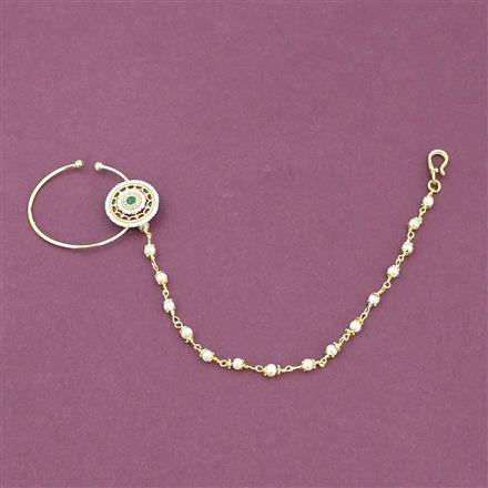 Antique Moti Nose Ring With Gold Plating