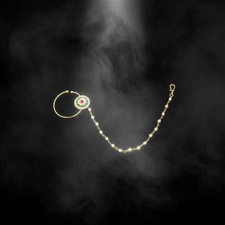 Antique Moti Nose Ring With Gold Plating