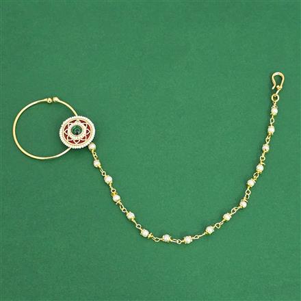 Antique Moti Nose Ring With Gold Plating