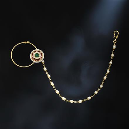 Antique Moti Nose Ring With Gold Plating