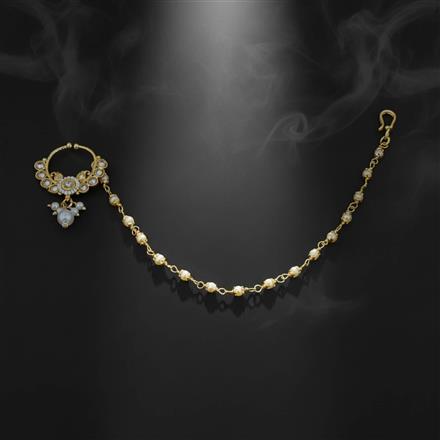 Antique Moti Nose Ring With Gold Plating