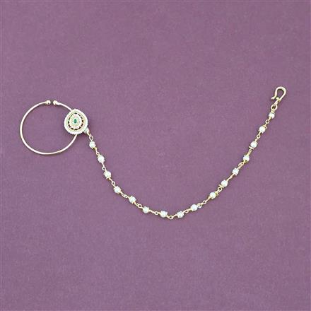 Antique Moti Nose Ring With Gold Plating