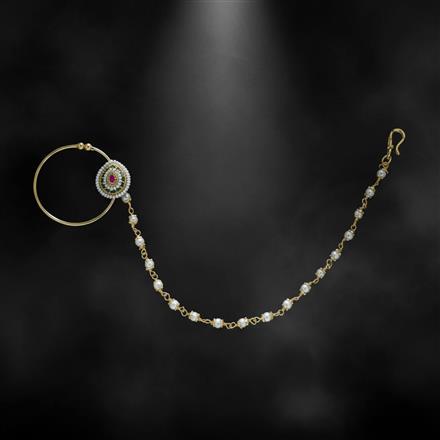 Antique Moti Nose Ring With Gold Plating