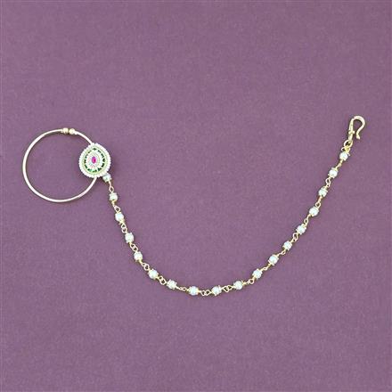 Antique Moti Nose Ring With Gold Plating