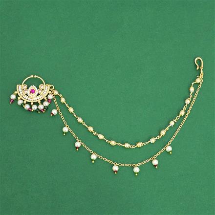Antique Moti Nose Ring With Gold Plating