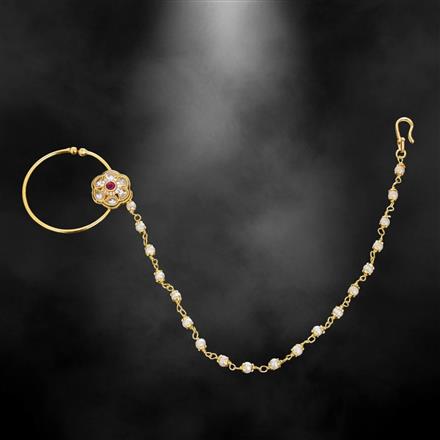 Antique Moti Nose Ring With Gold Plating
