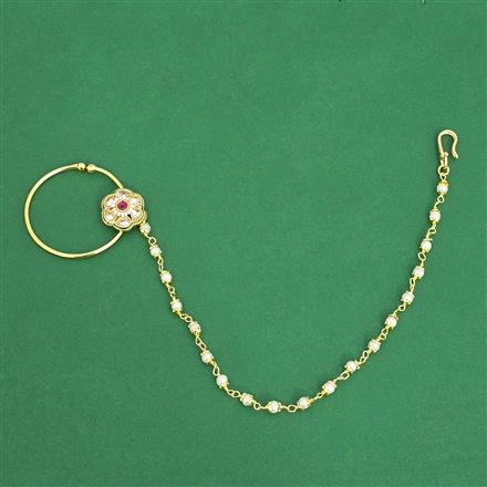 Antique Moti Nose Ring With Gold Plating
