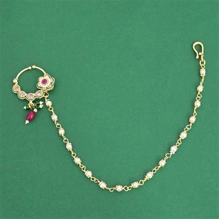 Antique Moti Nose Ring With Gold Plating