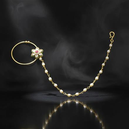 Antique Moti Nose Ring With Gold Plating