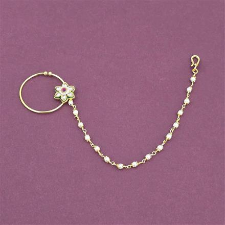 Antique Moti Nose Ring With Gold Plating