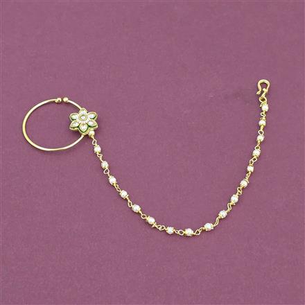 Antique Moti Nose Ring With Gold Plating