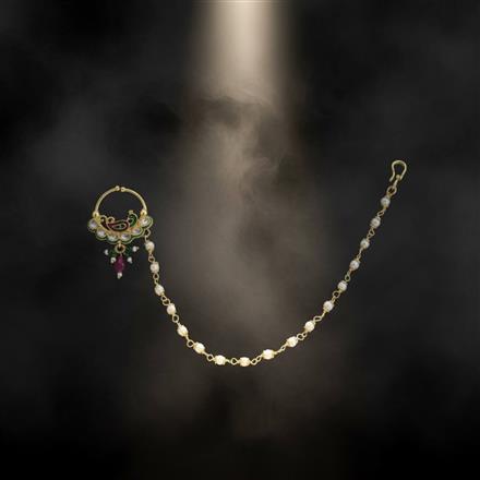 Antique Moti Nose Ring With Gold Plating