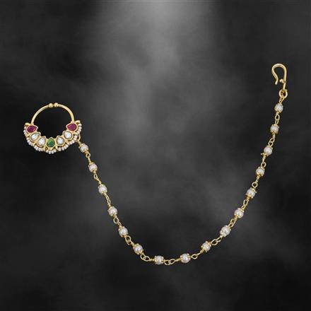 Antique Moti Nose Ring With Gold Plating