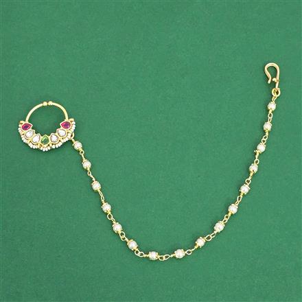 Antique Moti Nose Ring With Gold Plating