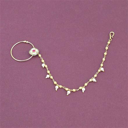 Antique Moti Nose Ring With Gold Plating