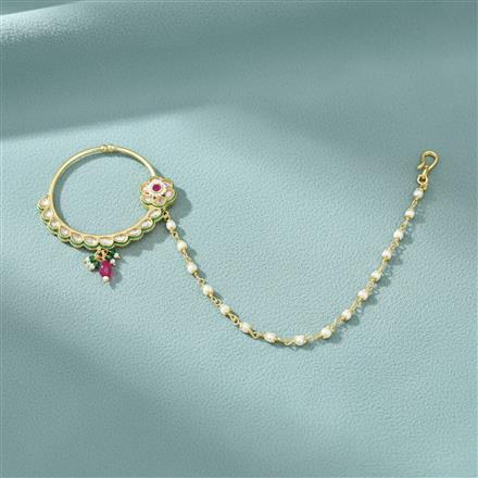 Antique Moti Nose Ring With Gold Plating