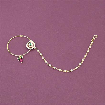 Antique Moti Nose Ring With Gold Plating