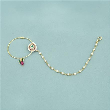 Antique Moti Nose Ring With Gold Plating