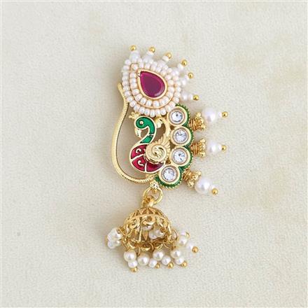 Antique Moti Nose Ring With Gold Plating