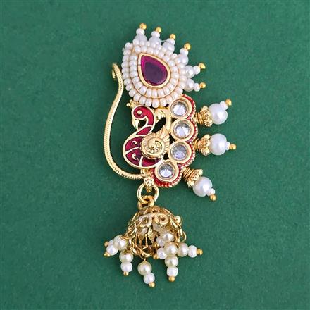 Antique Moti Nose Ring With Gold Plating