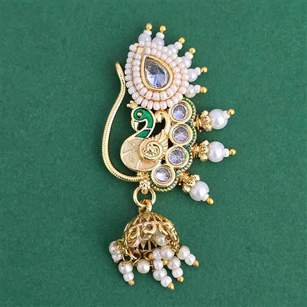 Antique Moti Nose Ring With Gold Plating