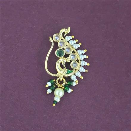 Antique Moti Nose Ring With Gold Plating