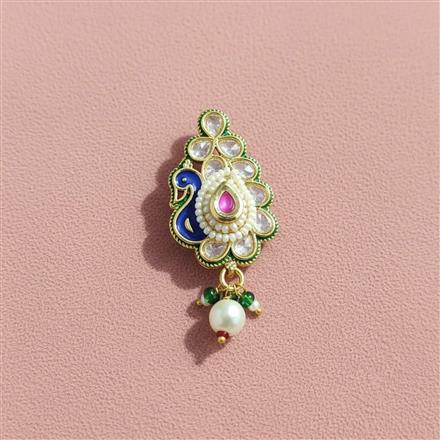 Antique Moti Nose Ring With Gold Plating