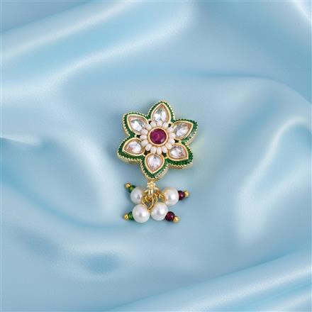 Antique Moti Nose Ring With Gold Plating