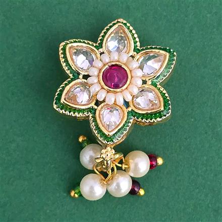 Antique Moti Nose Ring With Gold Plating