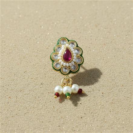 Antique Moti Nose Ring With Gold Plating