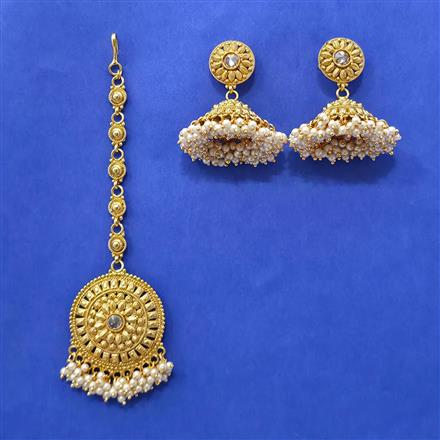 Antique Moti Earring Tikka With Gold Plating