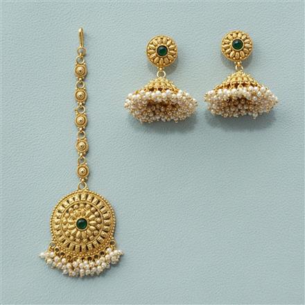 Antique Moti Earring Tikka With Gold Plating