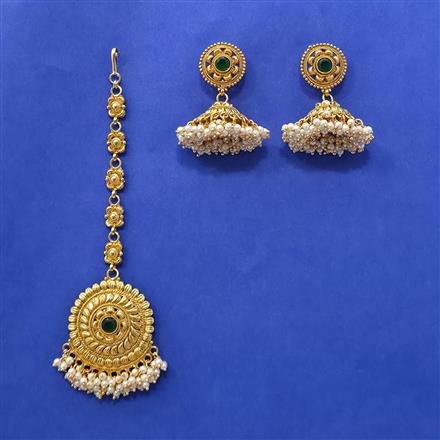 Antique Moti Earring Tikka With Gold Plating