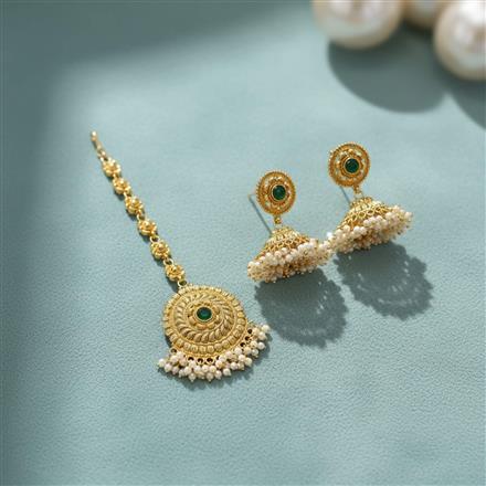 Antique Moti Earring Tikka With Gold Plating
